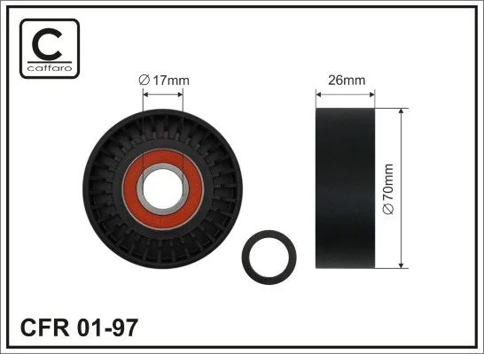 Tensioner Pulley, V-ribbed belt CAFFARO 01-97