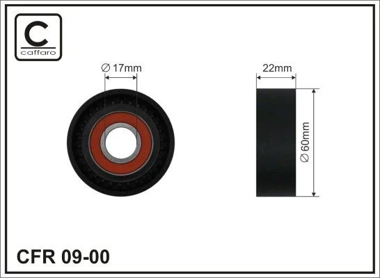 Tensioner Pulley, V-ribbed belt CAFFARO 09-00