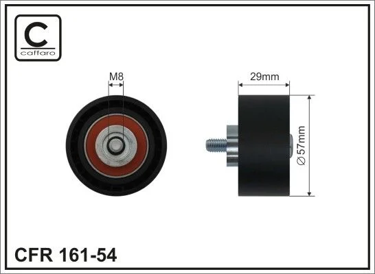 Deflection Pulley/Guide Pulley, timing belt CAFFARO 161-54
