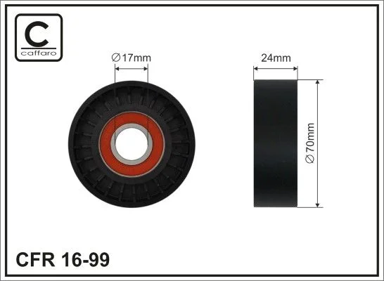 Tensioner Pulley, V-ribbed belt CAFFARO 16-99