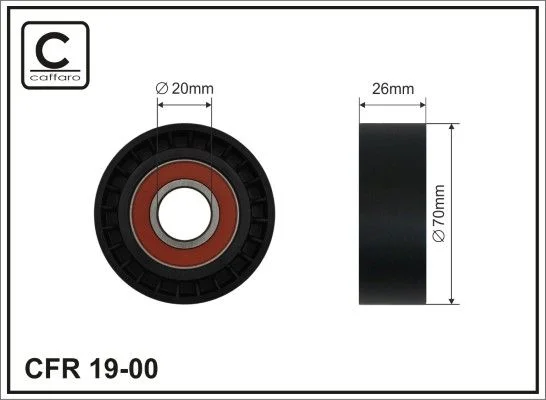 Deflection/Guide Pulley, V-ribbed belt CAFFARO 19-00