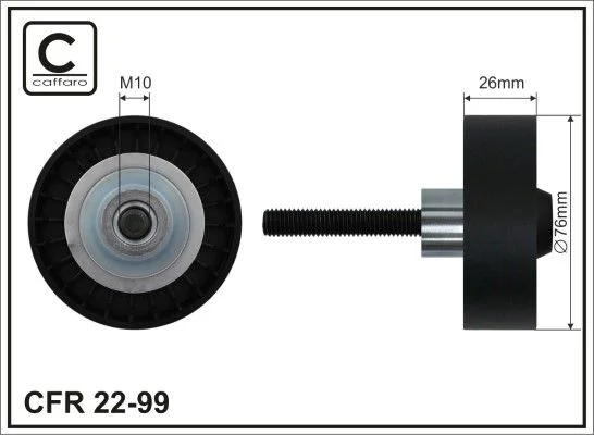 Deflection/Guide Pulley, V-ribbed belt CAFFARO 22-99