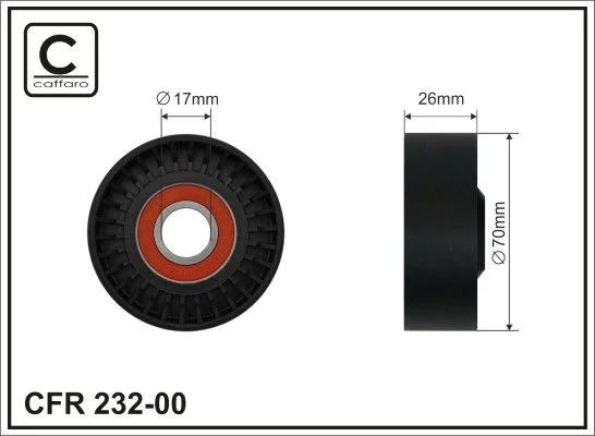Tensioner Pulley, V-ribbed belt CAFFARO 232-00