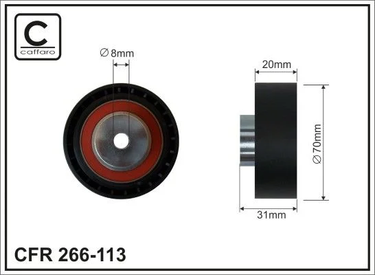 Deflection/Guide Pulley, V-ribbed belt CAFFARO 266-113