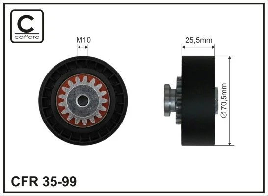 Deflection/Guide Pulley, V-ribbed belt CAFFARO 35-99