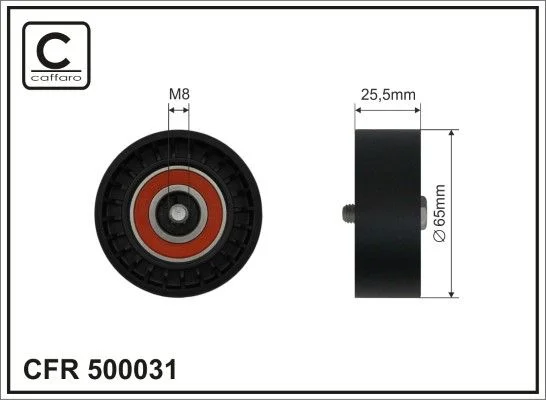 Deflection/Guide Pulley, V-ribbed belt CAFFARO 500031