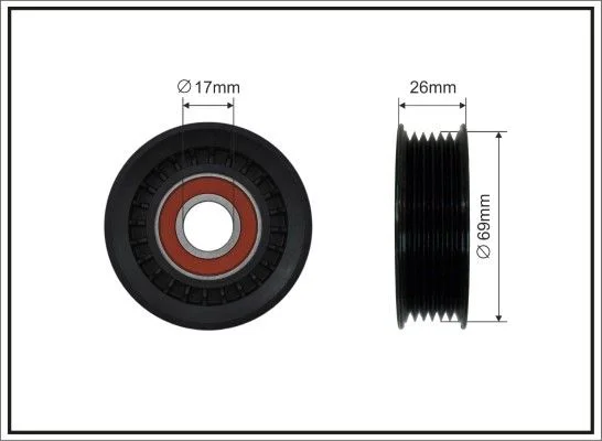 Deflection/Guide Pulley, V-ribbed belt CAFFARO 98-00