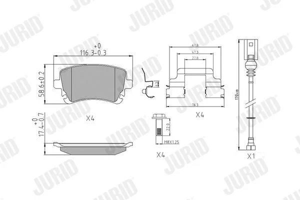 Conjunto de pastilhas de travão de disco JURID 573220J