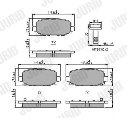 Conjunto de pastilhas de travão de disco JURID 573824J