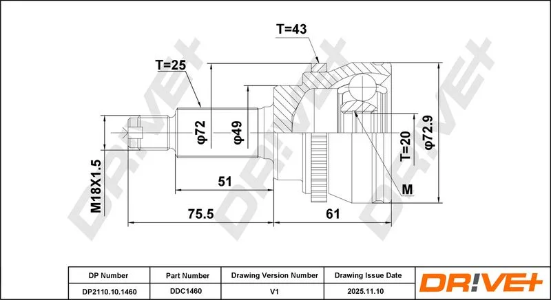 Joint Kit, drive shaft Dr!ve+ DP2110.10.1460