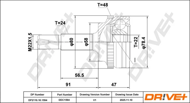 Joint Kit, drive shaft Dr!ve+ DP2110.10.1594