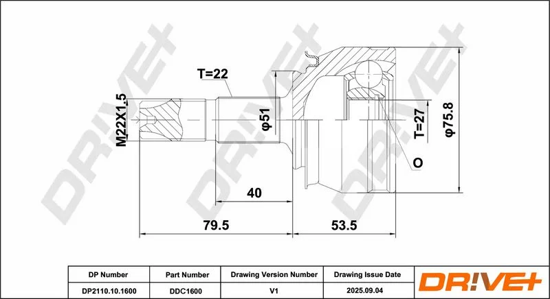 Joint Kit, drive shaft Dr!ve+ DP2110.10.1600