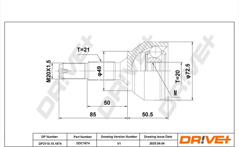 Joint Kit, drive shaft Dr!ve+ DP2110.10.1874