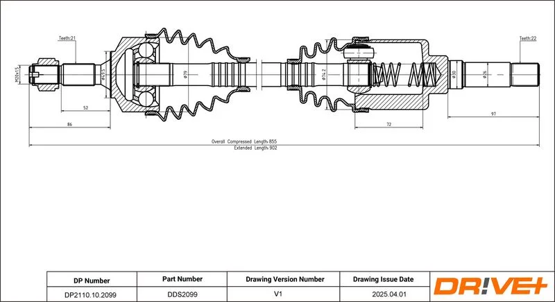 Drive Shaft Dr!ve+ DP2110.10.2099