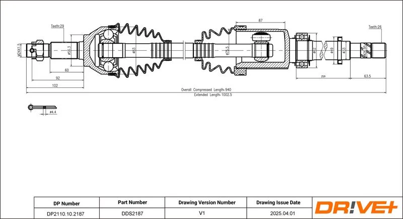 Drive Shaft Dr!ve+ DP2110.10.2187