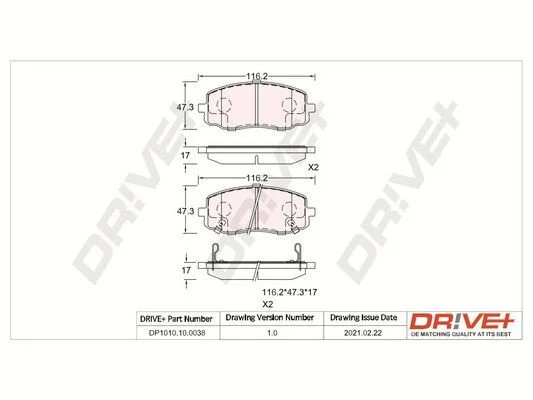 Conjunto de pastilhas de travão de disco Dr!ve+ DP1010.10.0038