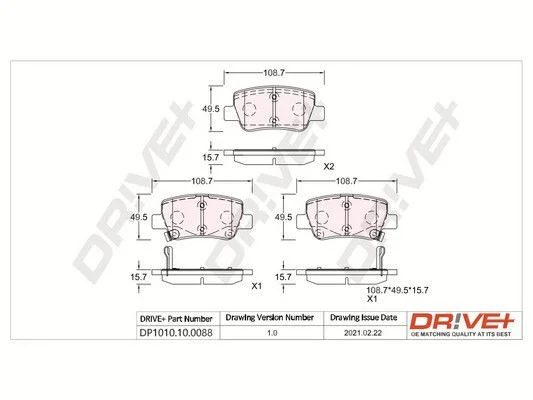 Conjunto de pastilhas de travão de disco Dr!ve+ DP1010.10.0088