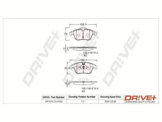 Conjunto de pastilhas de travão de disco Dr!ve+ DP1010.10.0120