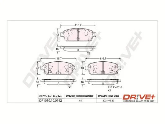 Conjunto de pastilhas de travão de disco Dr!ve+ DP1010.10.0142