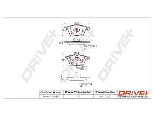 Conjunto de pastilhas de travão de disco Dr!ve+ DP1010.10.0893
