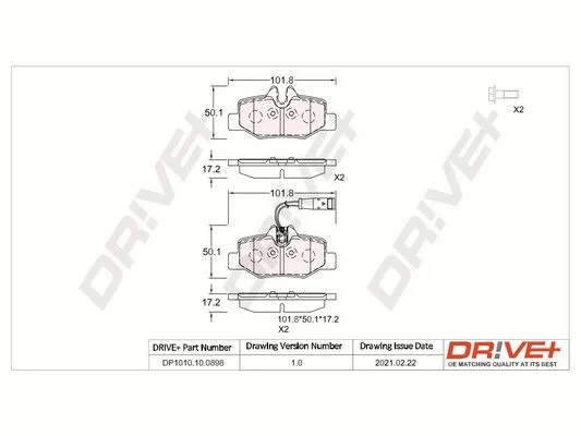 Conjunto de pastilhas de travão de disco Dr!ve+ DP1010.10.0898