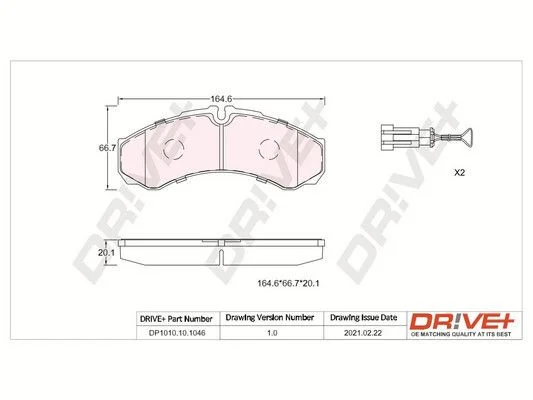 Brake Pad Set, disc brake Dr!ve+ DP1010.10.1046