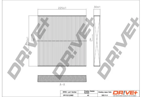 Filter, cabin air Dr!ve+ DP1110.12.0083