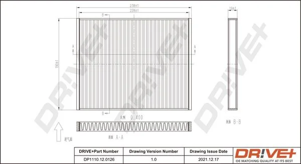 Filter, cabin air Dr!ve+ DP1110.12.0126