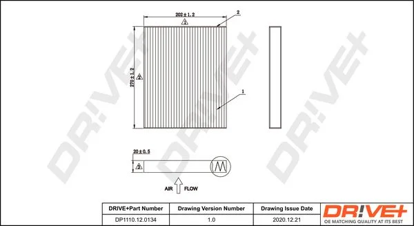 Filter, cabin air Dr!ve+ DP1110.12.0134