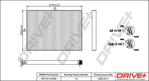 Filter, cabin air Dr!ve+ DP1110.12.0336