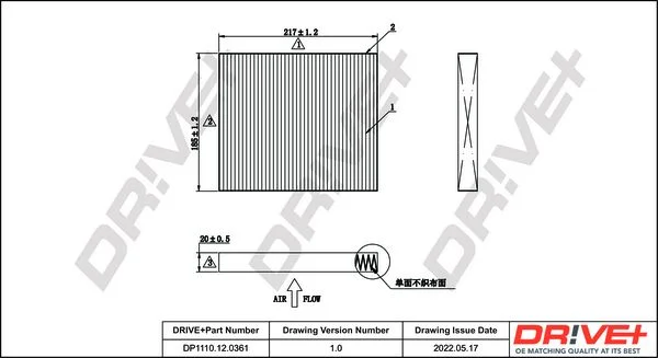 Filter, cabin air Dr!ve+ DP1110.12.0361