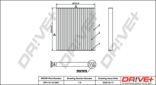 Filter, cabin air Dr!ve+ DP1110.12.0387