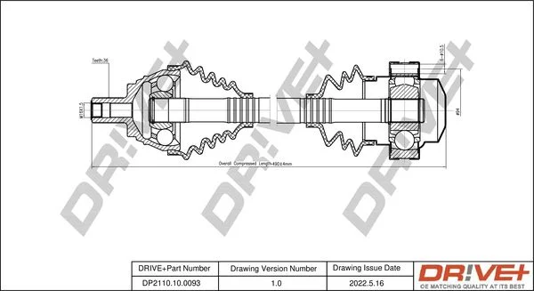 Drive Shaft Dr!ve+ DP2110.10.0093