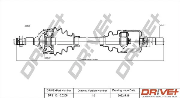 Drive Shaft Dr!ve+ DP2110.10.0208