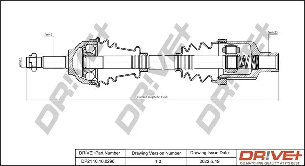 Drive Shaft Dr!ve+ DP2110.10.0296
