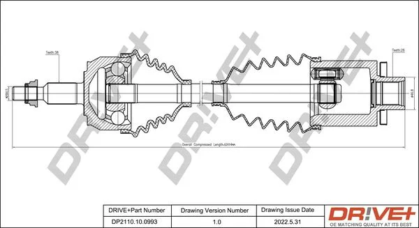 Drive Shaft Dr!ve+ DP2110.10.0993