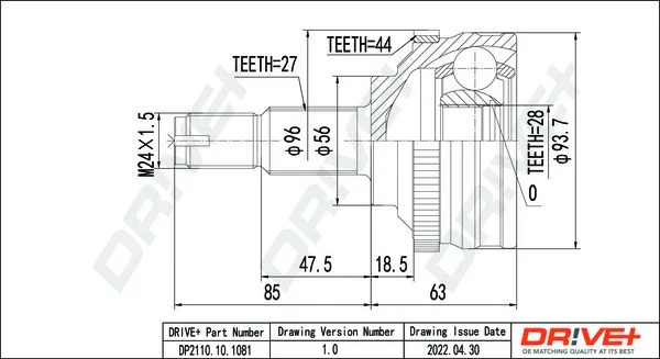 Joint Kit, drive shaft Dr!ve+ DP2110.10.1081