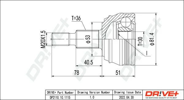 Joint Kit, drive shaft Dr!ve+ DP2110.10.1115