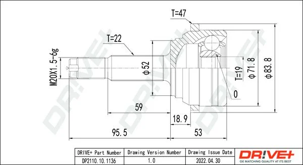 Joint Kit, drive shaft Dr!ve+ DP2110.10.1136