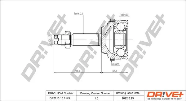 Joint Kit, drive shaft Dr!ve+ DP2110.10.1145