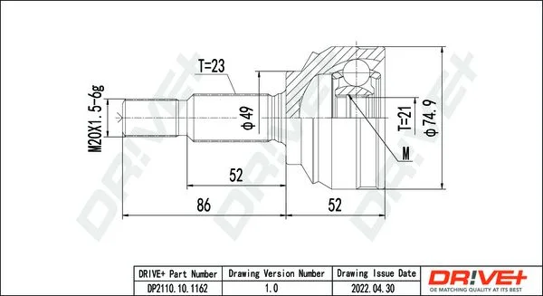 Joint Kit, drive shaft Dr!ve+ DP2110.10.1162