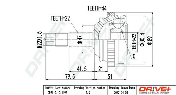 Joint Kit, drive shaft Dr!ve+ DP2110.10.1195