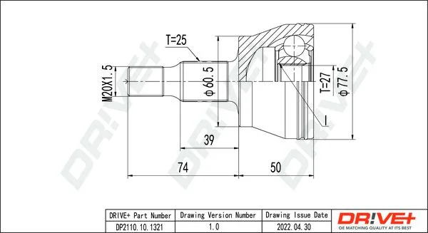 Joint Kit, drive shaft Dr!ve+ DP2110.10.1321