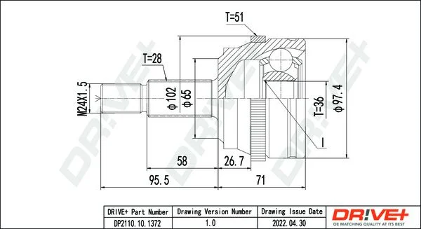 Joint Kit, drive shaft Dr!ve+ DP2110.10.1372