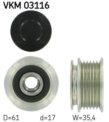 Embraiagem de roda livre, alternador SKF VKM 03116