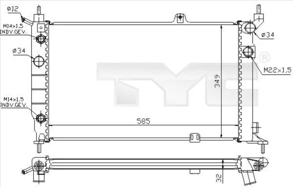 Radiator, engine cooling TYC 725-0002