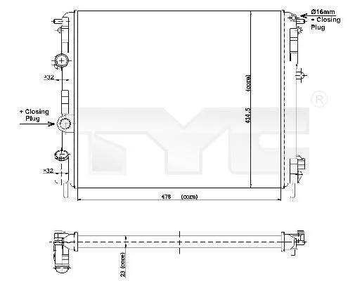 Radiador, arrefecimento do motor TYC 728-0010