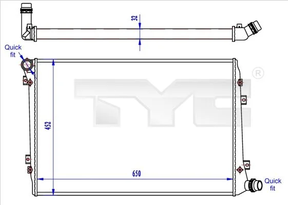 Radiator, engine cooling TYC 737-0062-R