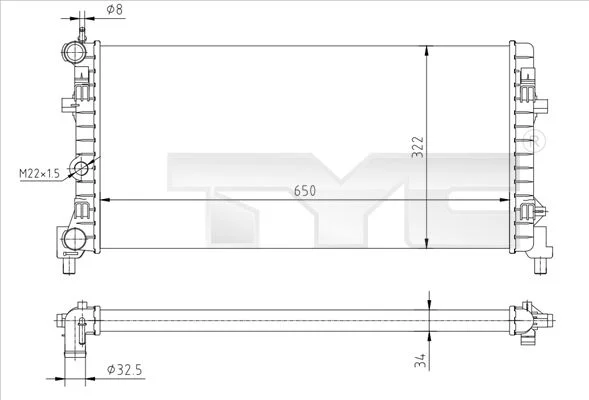 Radiador, arrefecimento do motor TYC 737-0064-R
