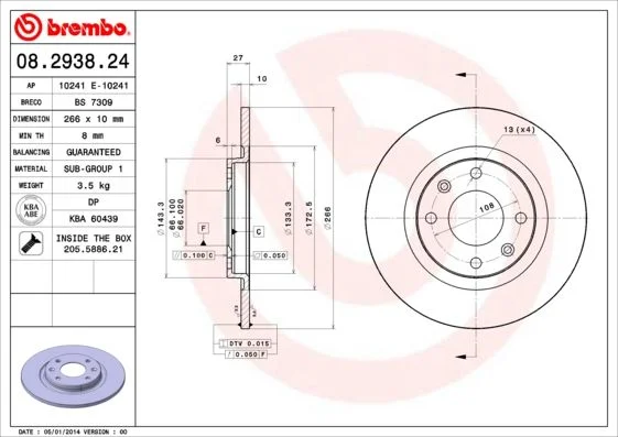 Disco de Travão BREMBO 08.2938.24